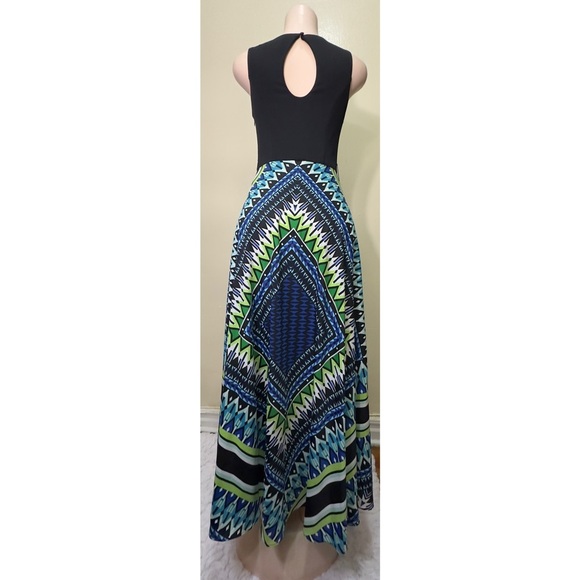 Eliza J Black and Blue Geometric Maxi Dress - Picture 10 of 13